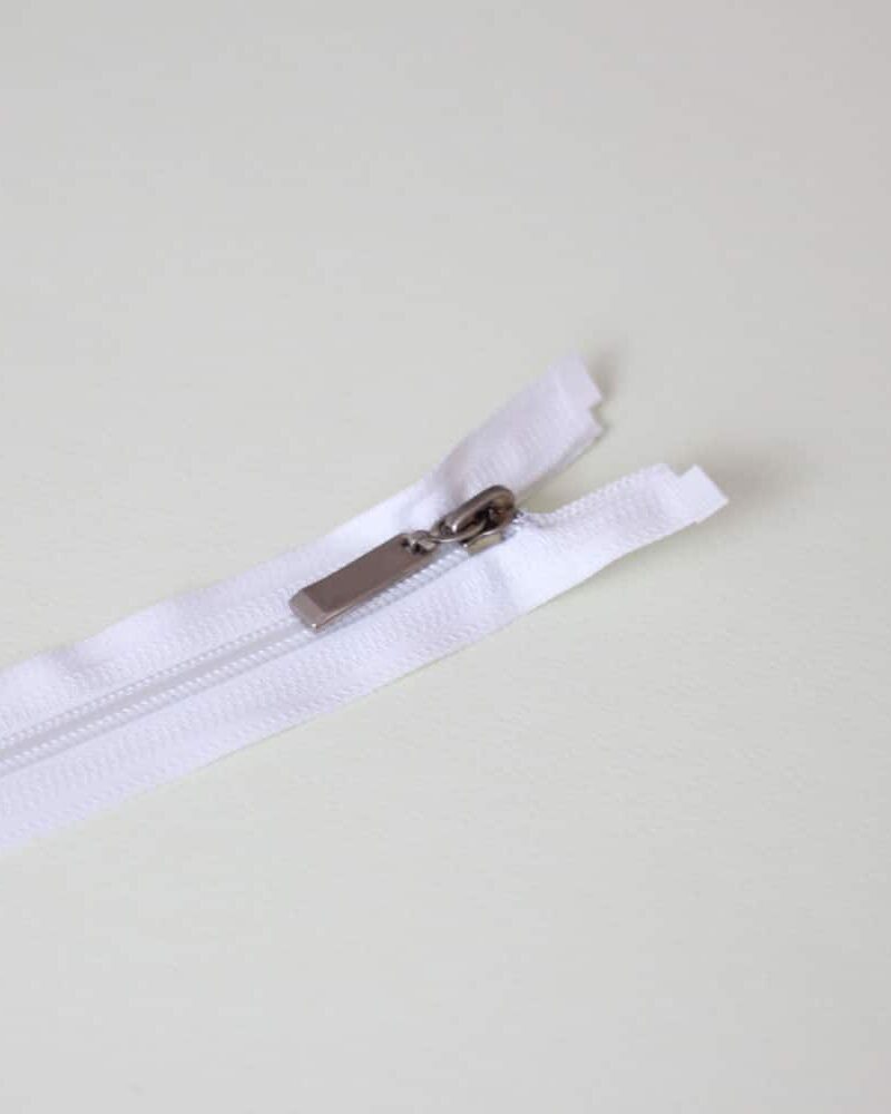 Zip blanc embout métal 35 cm