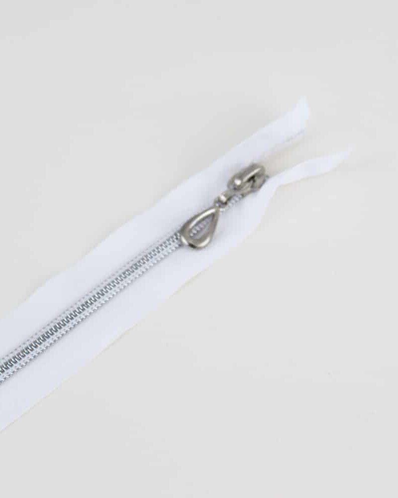 Zip grosse maille argenté blanc