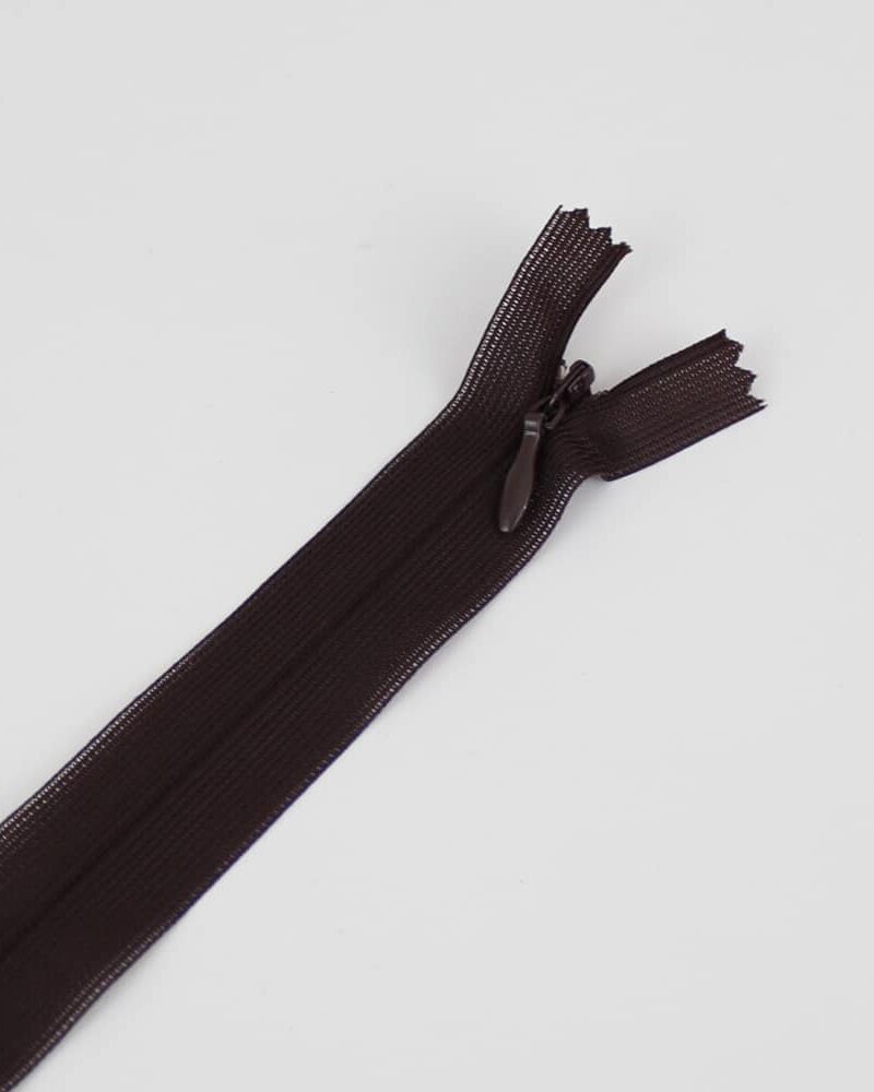 Zip invisible marron foncé