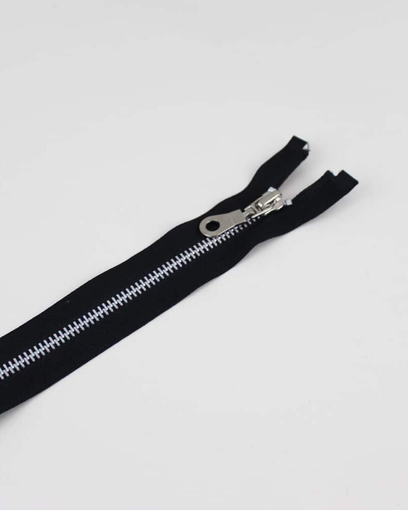 Zip métal blanc noir