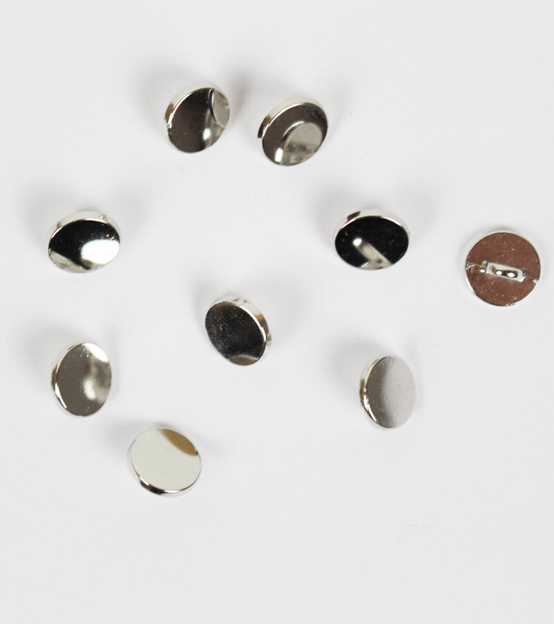 Boutons 10mm métal argent plat