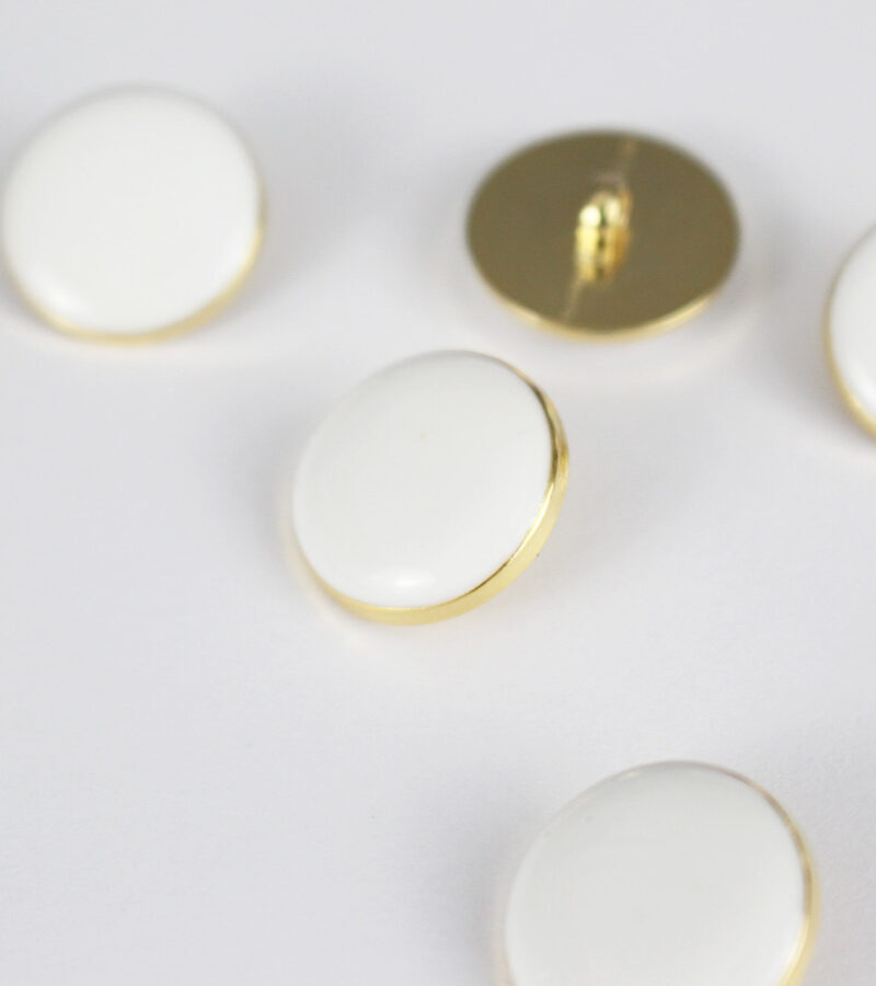 Bouton Elegant - blanc et doré 18mm