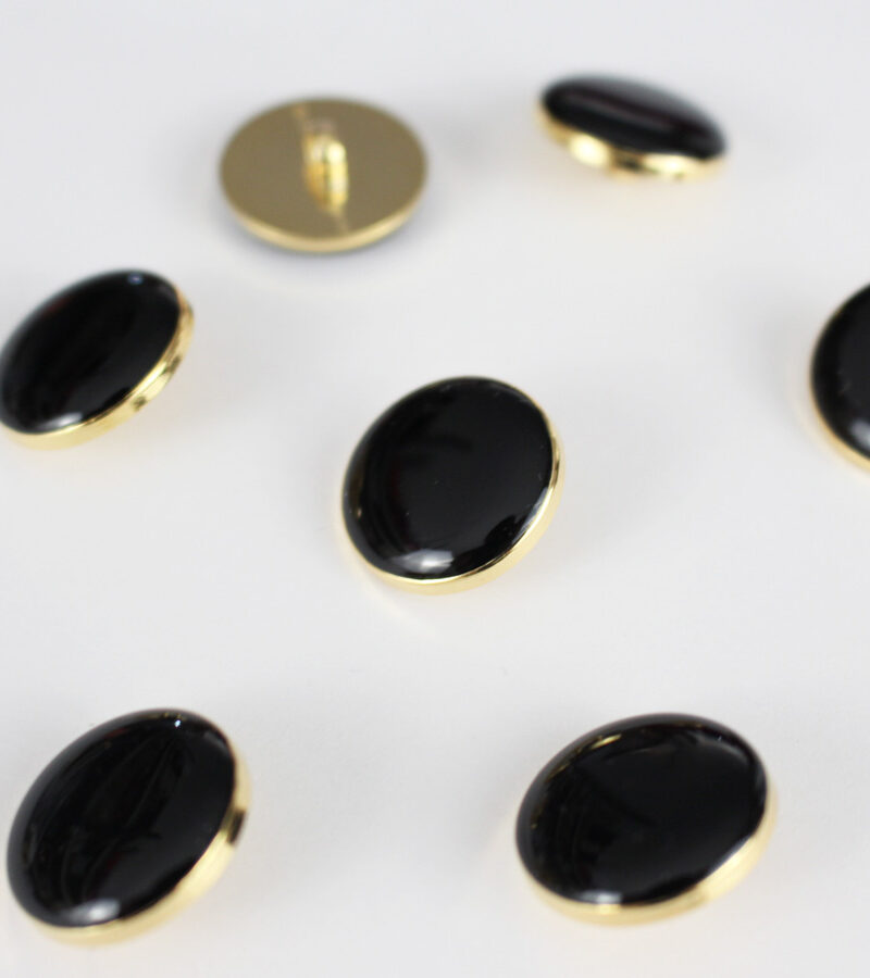 Bouton Elegant - noir et doré 18mm