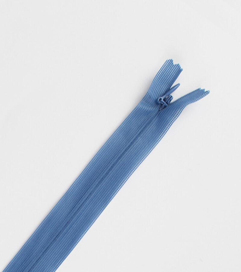 Zip invisible bleu acier
