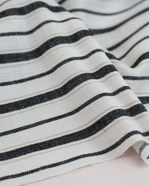 Viscose coton rayures - sable noir