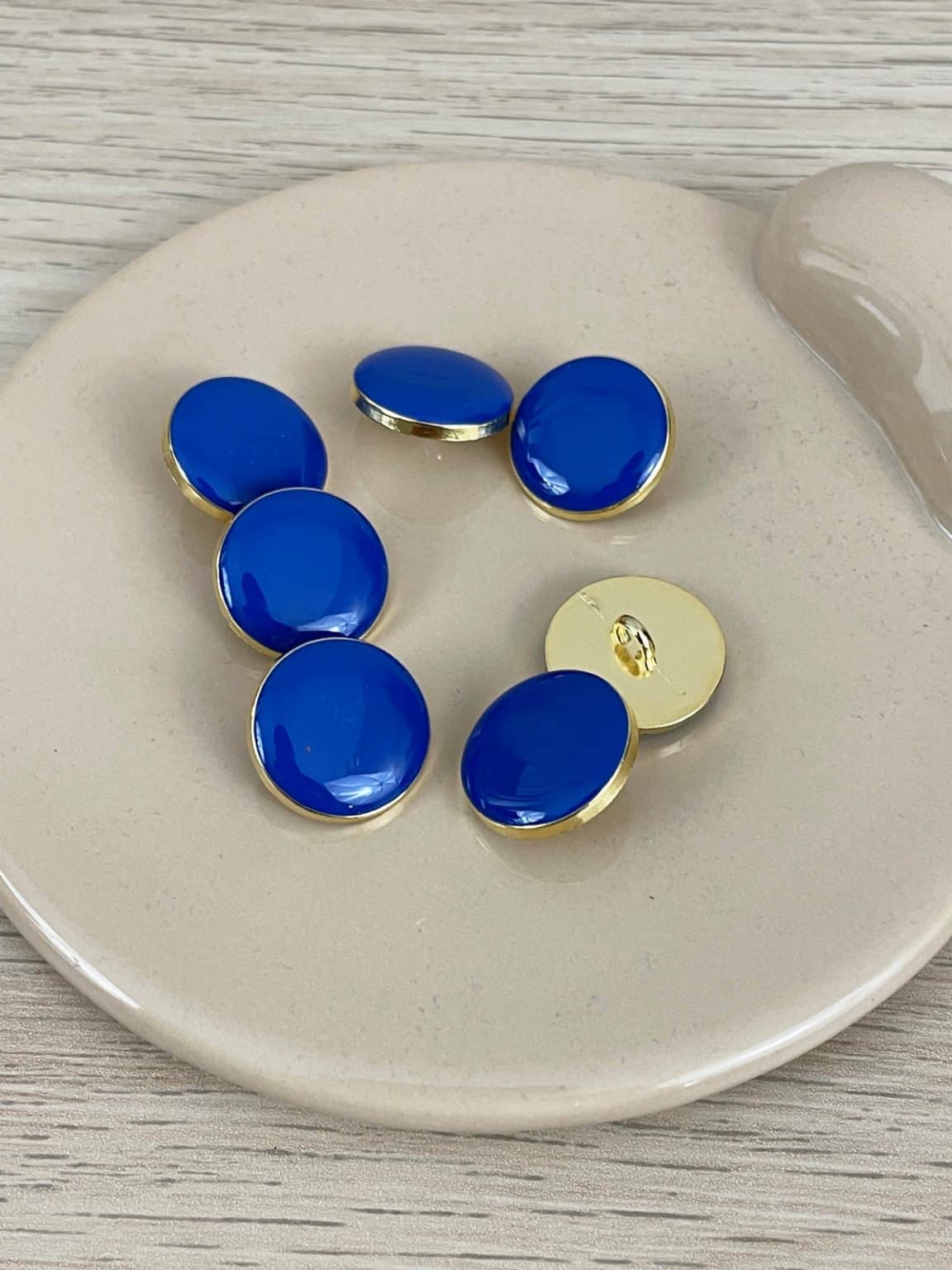 Bouton Elegant - bleu et doré