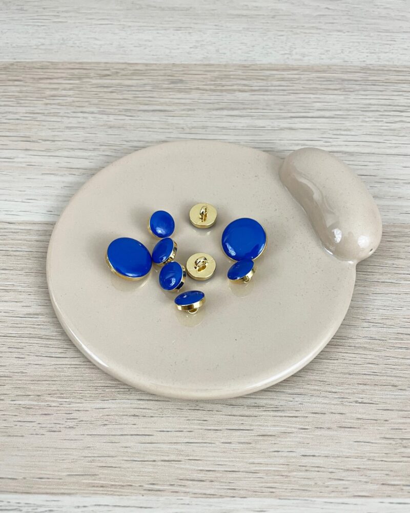 Bouton Elegant - bleu et doré