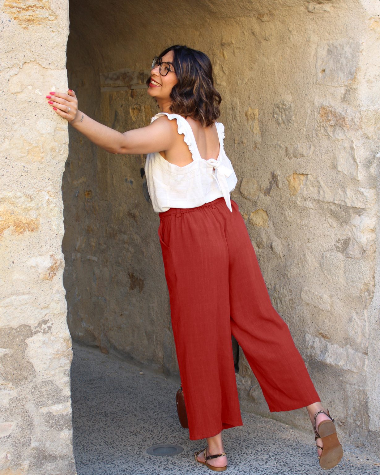 Lin Viscose Brique - Pantalon Karène