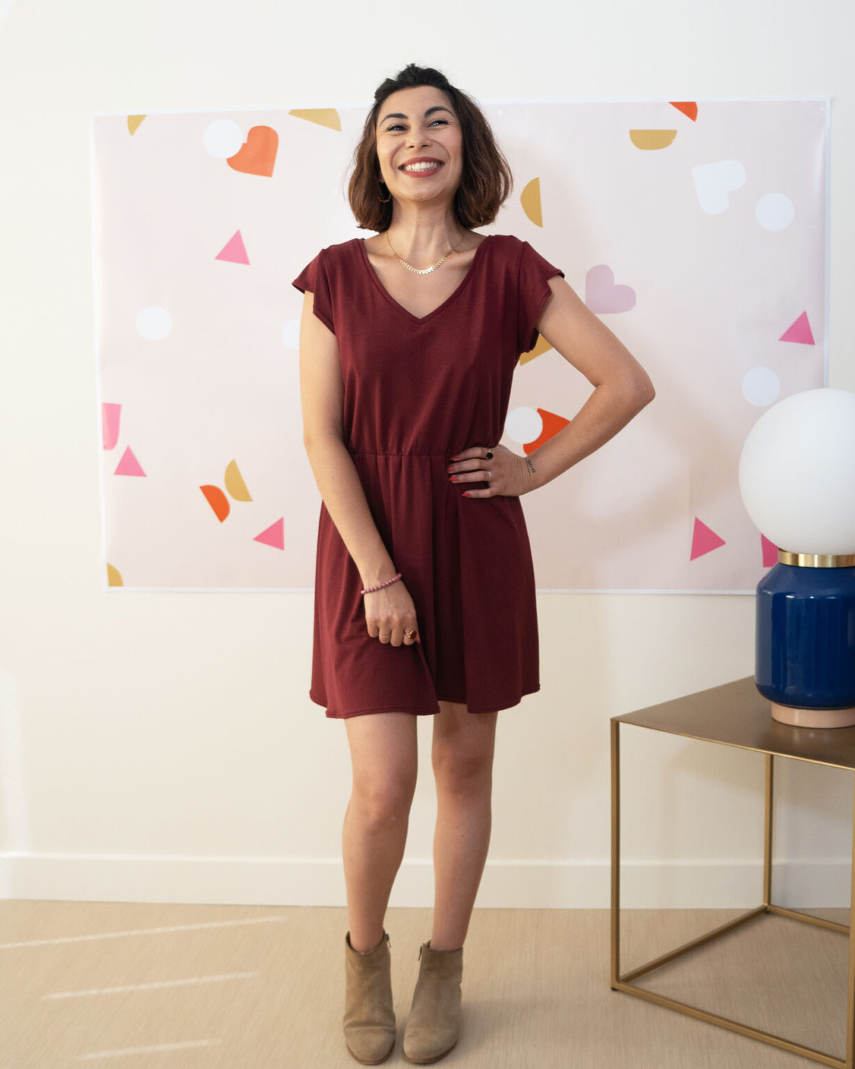 Robe Emilie - jersey bordeaux