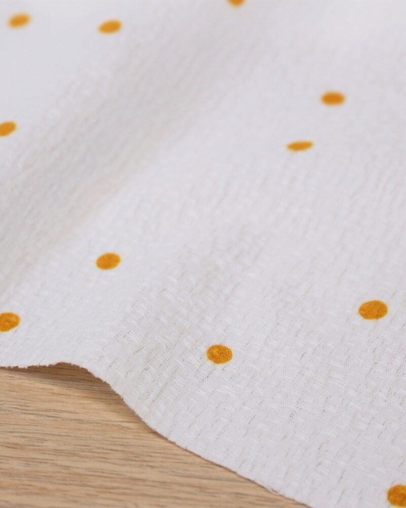 Tissu Jacquard à pois - miel