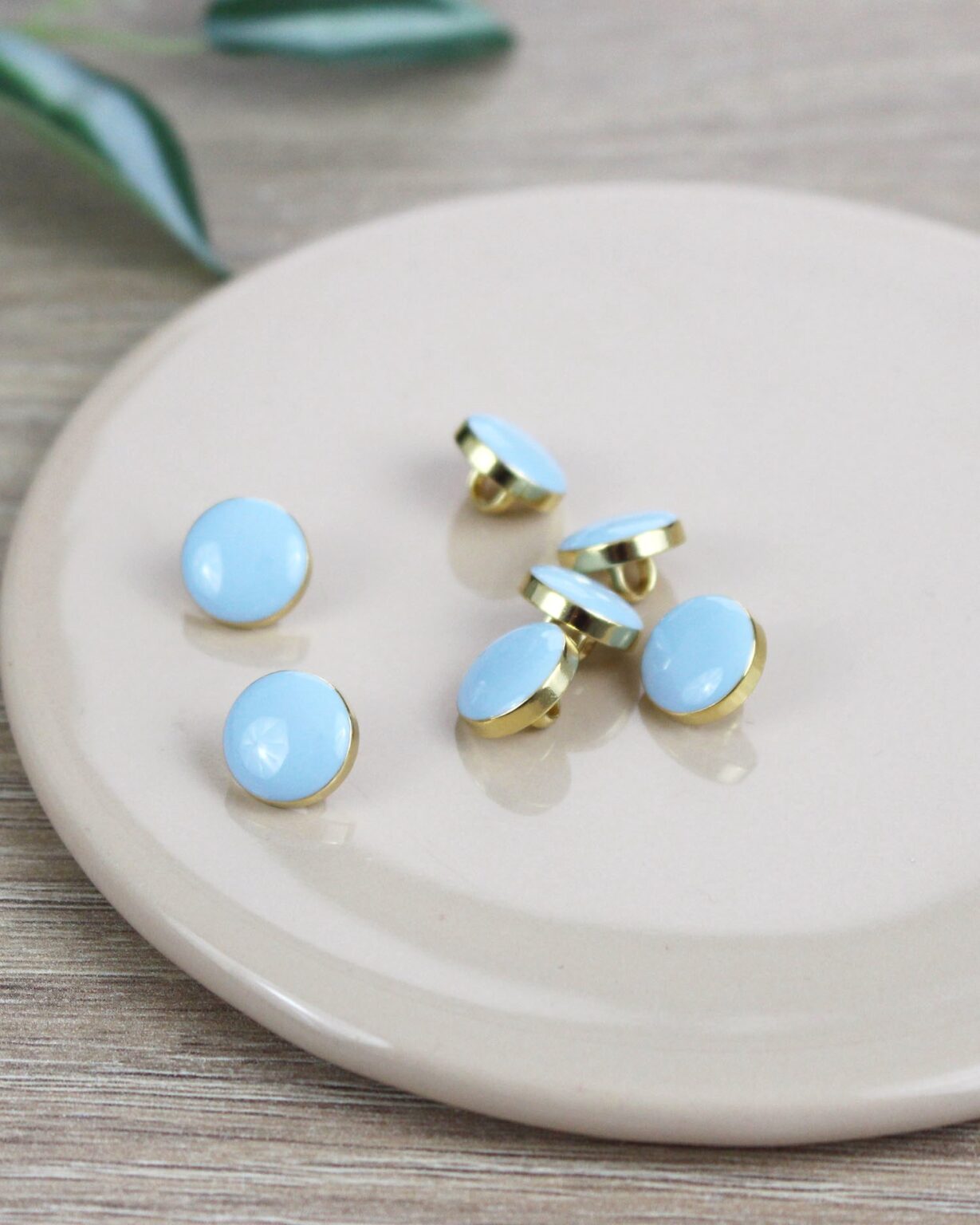 Bouton Elegant - bleu céleste et doré