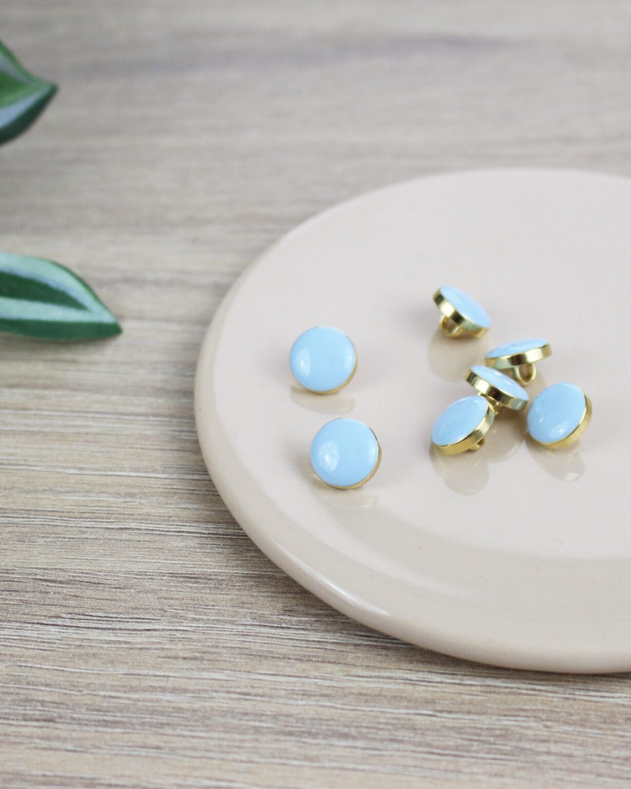 Bouton Elegant - bleu céleste et doré