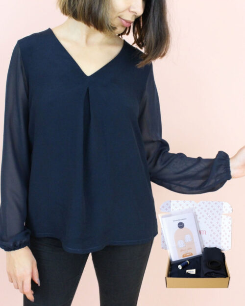Kit blouse Lélia - voile bleu marine