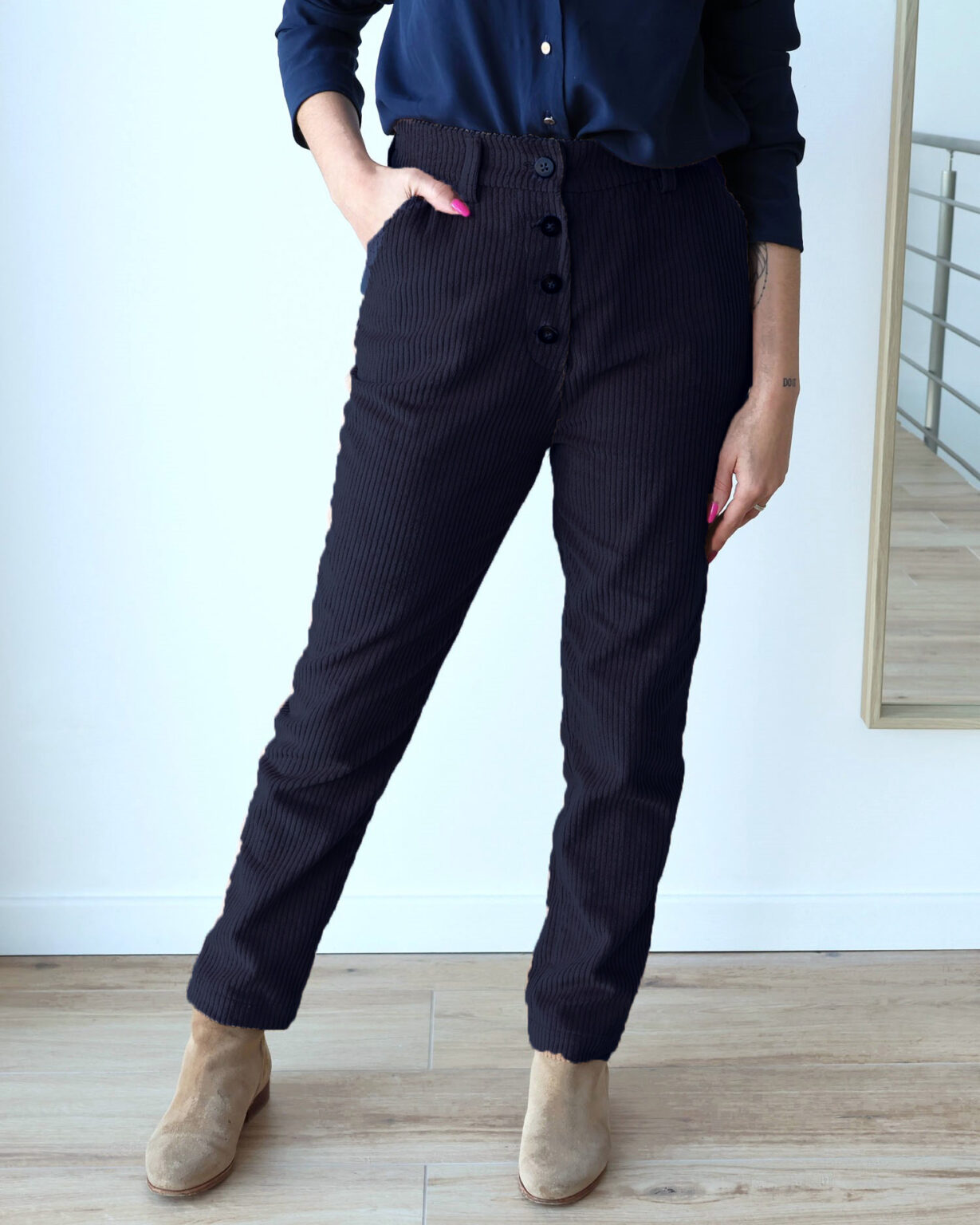 Kit pantalon Robbie - velours bleu marine