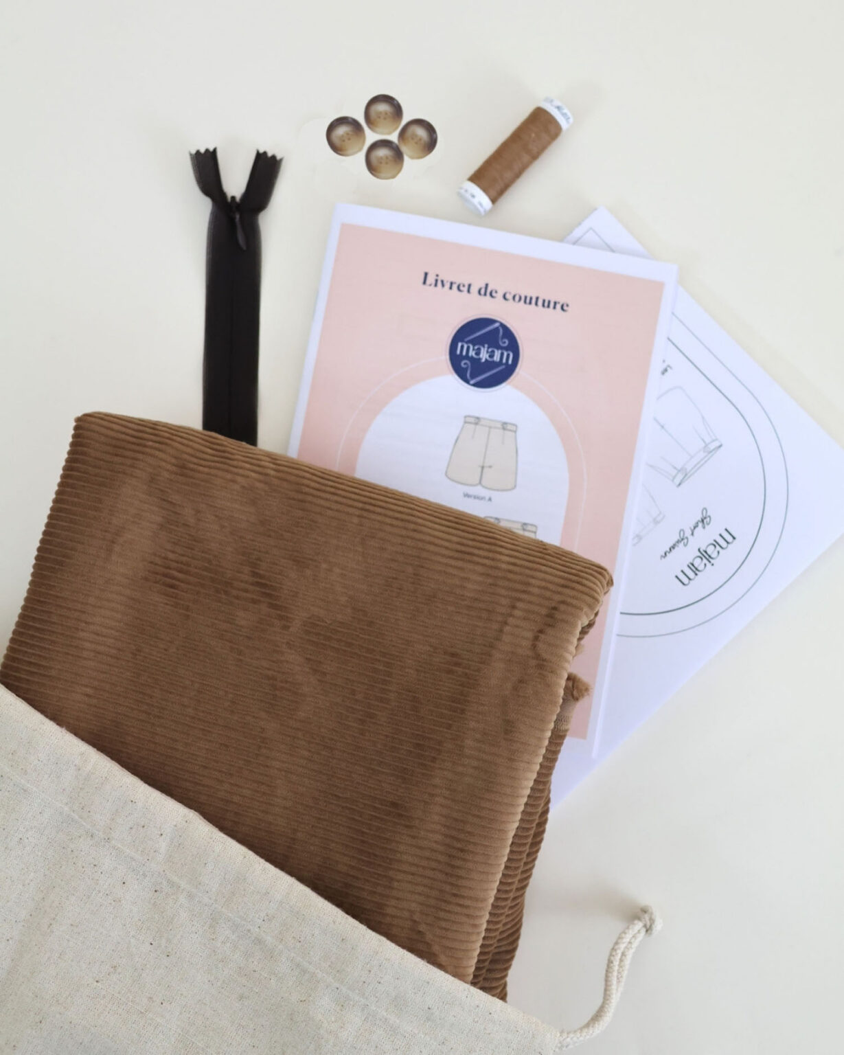 Kit short Swann - velours côtelé camel