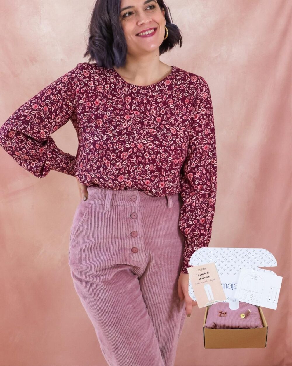 Kit pantalon Robbie - velours rose