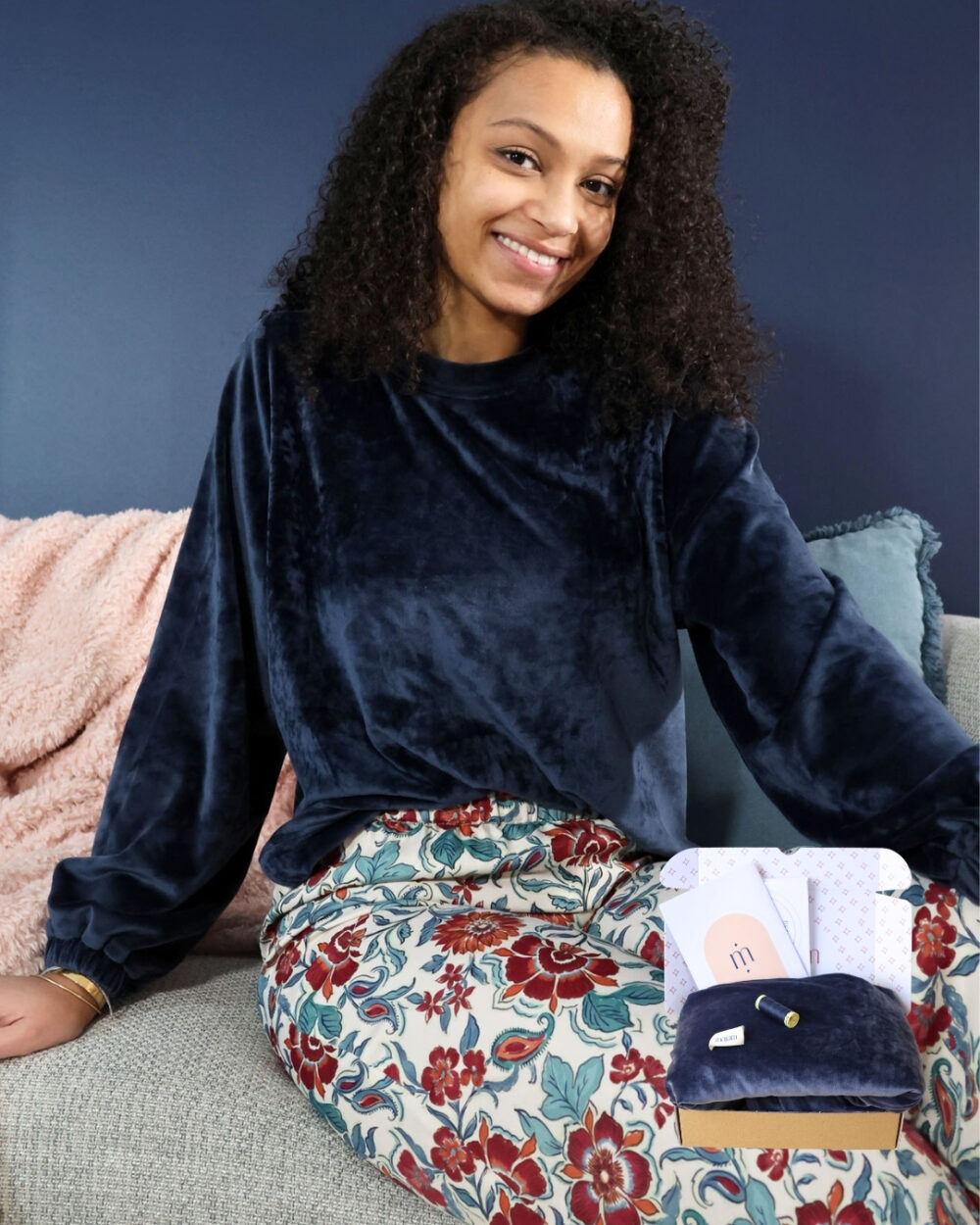 Kit sweat pyjama - velours bleu