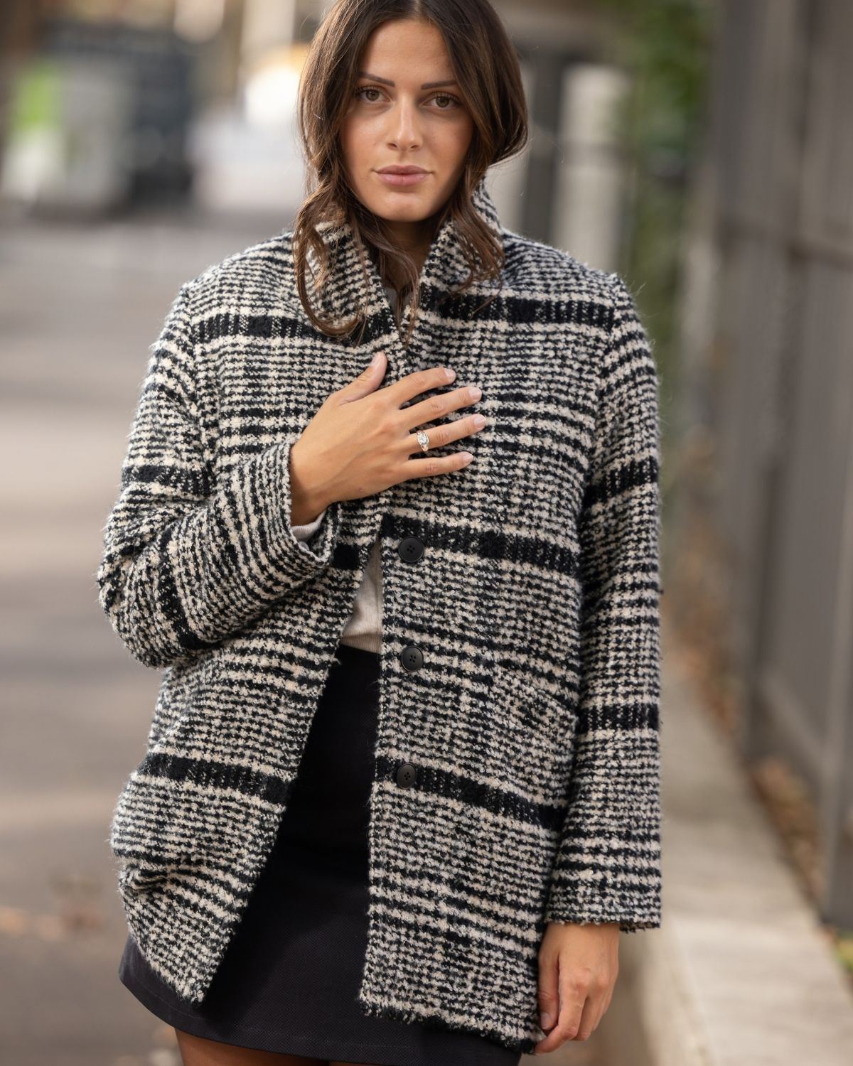 Manteau-Everest-bouclette-carreaux-col